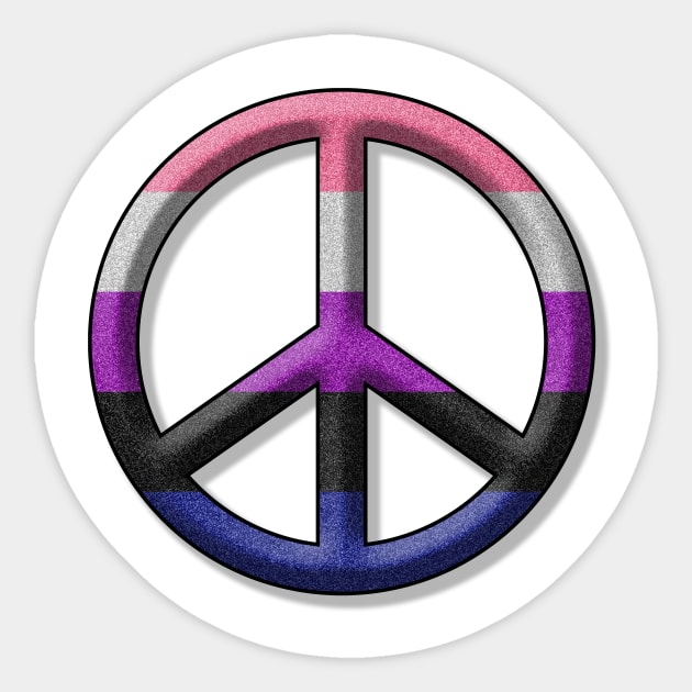Peace Pride design in Gender Fluid pride flag colors Sticker by LiveLoudGraphics